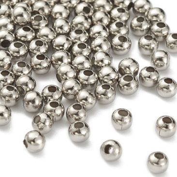 Edelstahl Perle, Hohlkugel, Durchmesser 3 mm, Lochdurchmesser: 1 mm, Beutel mit ca. 200 Perlen