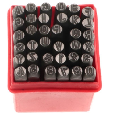 Basic Set de tampons à frapper lettres et chiffres de 0 à 9, taille 5 mm