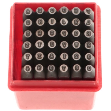 Basic Set de tampons à frapper lettres et chiffres de 0 à 9, taille 1,5 mm