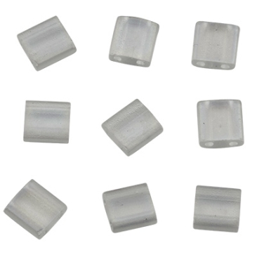 Miyuki Perle Tila Bead, 5 x 5 mm, Farbe: matte transparen crystal AB, Röhrchen mit ca. 7,2 gr