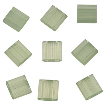 Perle Miyuki Tila Bead, 5 x 5 mm, couleur : silk pale green, tube d'environ 7,2 gr