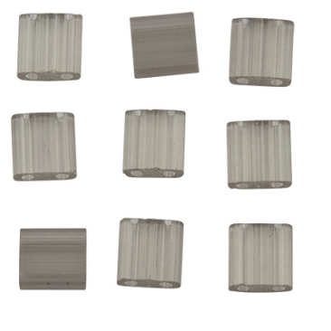 Miyuki Perle Tila Bead, 5 x 5 mm, Farbe: silk pale gray, Röhrchen mit ca. 7,2 gr