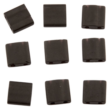 Miyuki kraal Tila Bead, 5 x 5 mm, kleur: mat zwart, koker met ca. 7,2 gr.