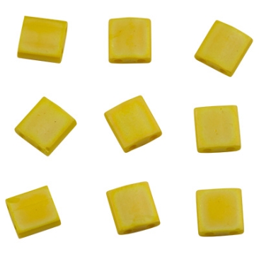 Perle Miyuki Tila Bead, 5 x 5 mm, couleur : matte opaque yellow AB , tube d'environ 7,2 gr