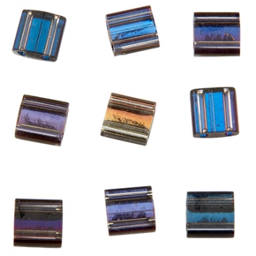 Miyuki Perle Tila Bead, 5 x 5 mm, Farbe: crystal Helio, Röhrchen mit ca. 7,2 gr