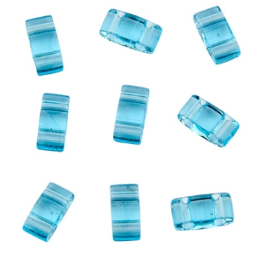 Perle Miyuki Half Tila Bead, 5 x 2,5 mm, couleur : bleu clair transparent, tube d'environ 7,8 gr