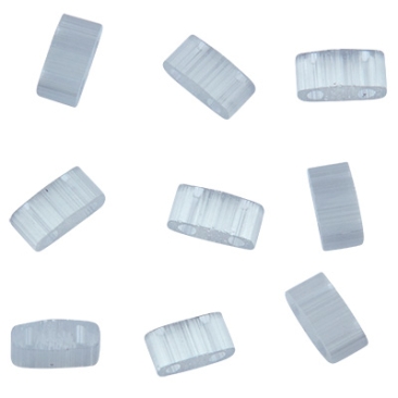 Miyuki Perle Half Tila Bead, 5 x 2,5 mm, Farbe: silk pale light gray, Röhrchen mit ca. 7,8 gr