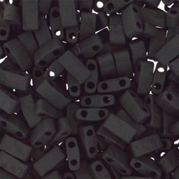 Perle Miyuki Half Tila Bead, 5 x 2,5 mm, couleur : matte black, tube d'environ 7,8 gr