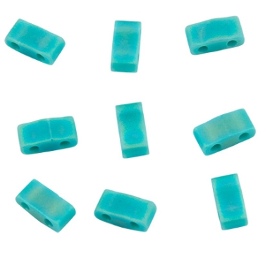 Perle Miyuki Half Tila Bead, 5 x 2,5 mm, couleur : matte opaque turquoise, tube d'environ 7,8 gr