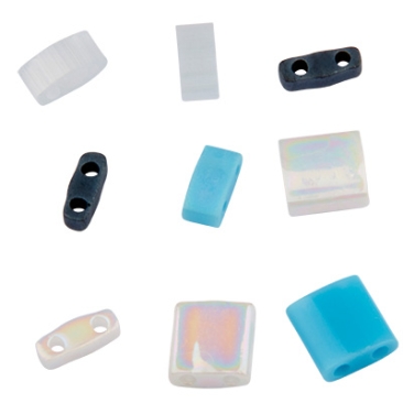 Perles Miyuki Tila Bead Mix, 5 mm, couleur : Waves, assorted sizes, tube d'environ 7,2 gr