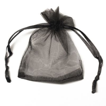 Organza bag with drawstrings, 9 x 7 cm, black
