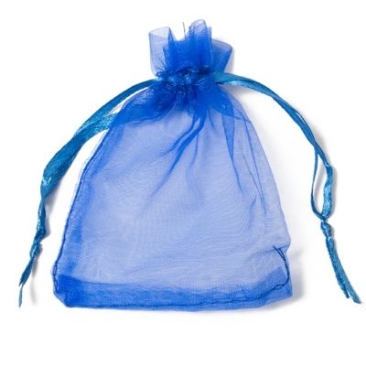Organza bag with drawstrings, 9 x 7 cm, blue