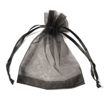 Organza bag with drawstrings, 12 x 10 cm, black