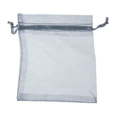 Organza bag with drawstrings, 12 x 10 cm, light grey