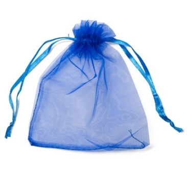 Organza bag with drawstrings, 12 x 10 cm, blue