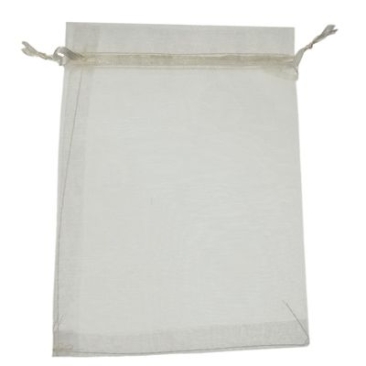 Organza bag with drawstrings, 18 x 13 cm, cream