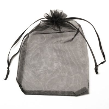 Organza bag with drawstrings, 18 x 13 cm, black