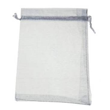 Organza bag with drawstrings, 18 x 13 cm, light grey
