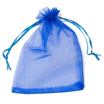 Organza bag with drawstrings, 18 x 13 cm, blue