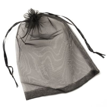 Organza bag with drawstrings, 23 x 17 cm, black