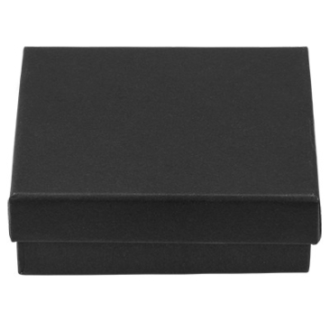 Jewellery box with foam inlet, rectangular, black, 9 x 9 x 2.8 cm