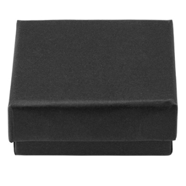 Juwelenkistje met schuimrubberen inlage, rechthoekig, zwart, 7,3 x 7,3 x 3 cm