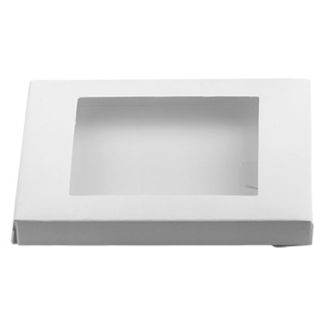 Gift box with window square, white, 12.5 x 8.5 x 1.5 cm