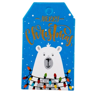 Christmas gift tag with bear pattern, 50x30x0,3 mm