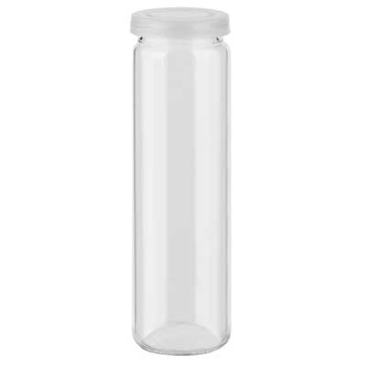 Glazen fles met rechte bodem lengte 100 mm, diameter 30 mm, inhoud 50 ml met snapcap