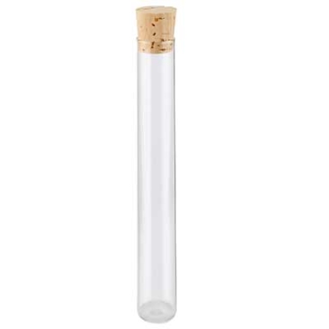 Flat-bottomed test tube length 160 mm, diameter 20 mm with natural cork