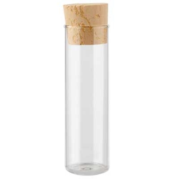 Flat-bottomed test tube length 100 mm, diameter 30 mm with natural cork