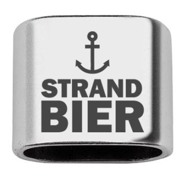 Adapter met gravure "Strandbier", 20 x 24 mm, verzilverd, geschikt voor 10 mm zeiltouw