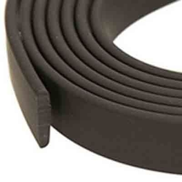 Flat PVC tape, 6 x 2 mm,black, length 1 m