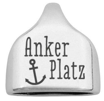 End cap with engraving "Anchorage", 22.5 x 23 mm, silver-plated, suitable for 10 mm sail rope