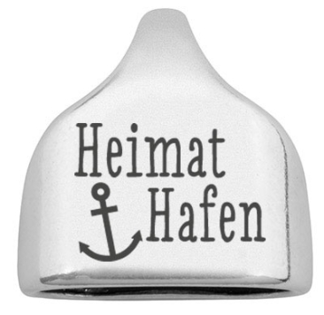 End cap with engraving "Home port", 22.5 x 23 mm, silver-plated, suitable for 10 mm sail rope