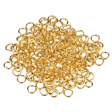 Binding rings, 5 mm, single bent, gold-coloured, 10 grams