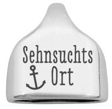 End cap with engraving "Sehnsuchtsort", 22.5 x 23 mm, silver-plated, suitable for 10 mm sail rope