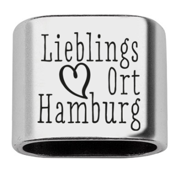 Tussenstuk met gravure "Lieblingsort Hamburg", 20 x 24 mm, verzilverd, geschikt voor 10 mm zeiltouw