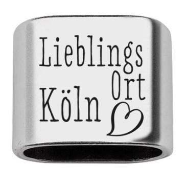 Zwischenstück mit Gravur "Lieblingsort Köln", 20 x 24 mm, versilbert, geeignet für 10 mm Segelseil