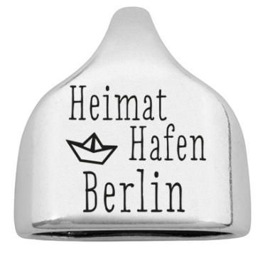 Endkappe mit Gravur "Heimathafen Berlin", 22,5 x 23 mm, versilbert, geeignet für 10 mm Segelseil