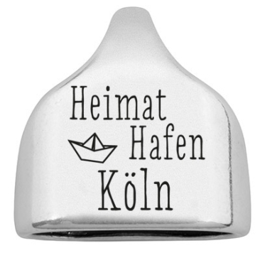 Endkappe mit Gravur "Heimathafen Köln", 22,5 x 23 mm, versilbert, geeignet für 10 mm Segelseil