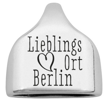 Endkappe mit Gravur "Lieblingsort Berlin", 22,5 x 23 mm, versilbert, geeignet für 10 mm Segelseil