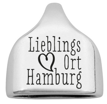 Endkappe mit Gravur "Lieblingsort Hamburg", 22,5 x 23 mm, versilbert, geeignet für 10 mm Segelseil