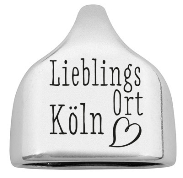 Eindkapje met gravure "Lieblingsort Köln", 22,5 x 23 mm, verzilverd, geschikt voor 10 mm zeiltouw