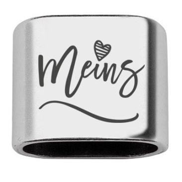 Spacer with engraving "Mine", 20 x 24 mm, silver-plated, suitable for 10 mm sail rope