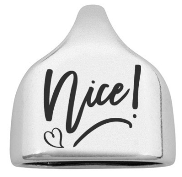 End cap with engraving "Nice", 22.5 x 23 mm, silver-plated, suitable for 10 mm sail rope