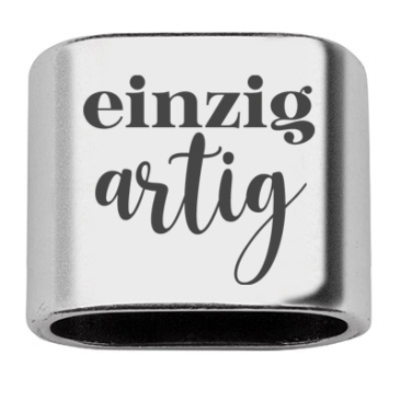 Intermediate piece with engraving "unique", 20 x 24 mm, silver-plated, suitable for 10 mm sail rope