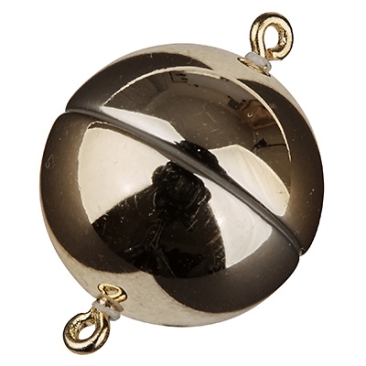 Magic Power magnetic clasp ball 15mm, with eyelets, shiny gold colour