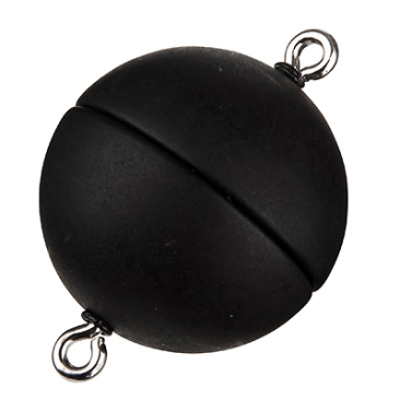 Magic Power magnetische sluiting bal 15mm, met oogjes, zwart