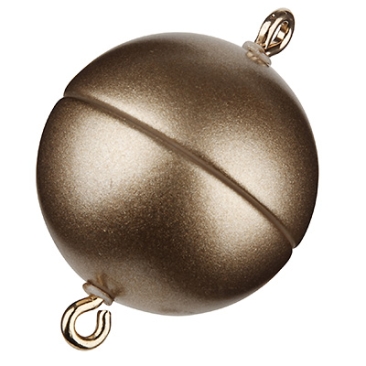 Magic Power magnetic clasp ball 15mm, with eyelets, gold-coloured matt